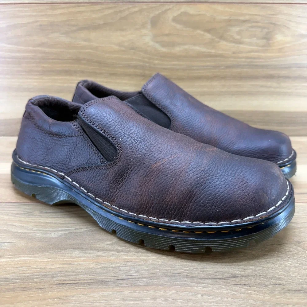 Dr Martens Bryce Slip On Mens 10 Brown Tumbled‎ Leather Business Casual Travel